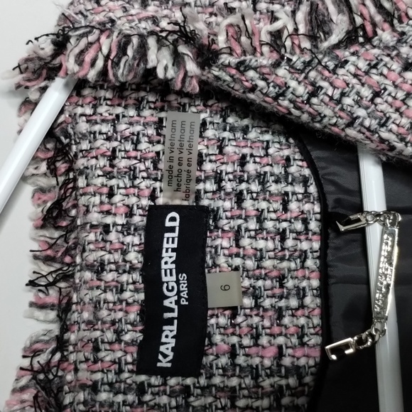 Karl Lagerfeld tweed blazer size 6 pink black - Picture 7 of 10